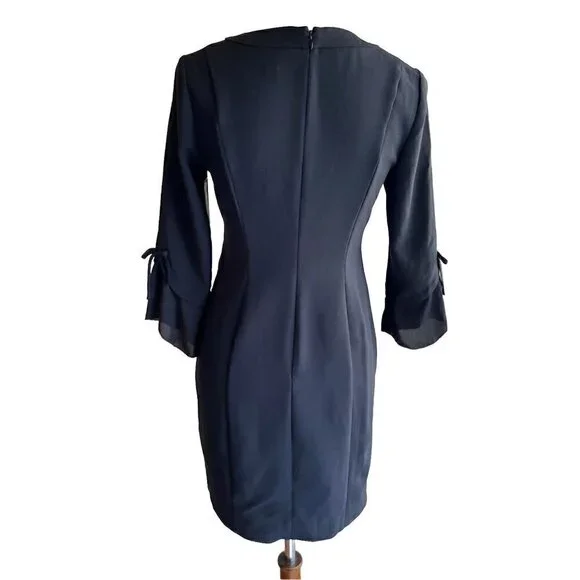 Chelsea28 Womens Black Ruffle Sleeve Bateau neck Shift Dress Size XS - Picture 3 of 16